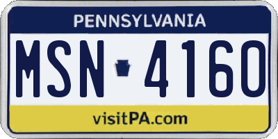 PA license plate MSN4160