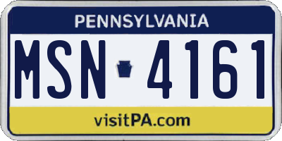 PA license plate MSN4161