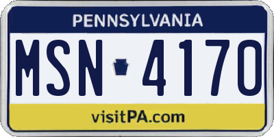 PA license plate MSN4170