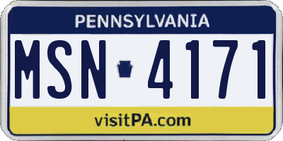 PA license plate MSN4171