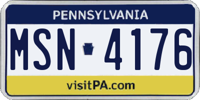 PA license plate MSN4176