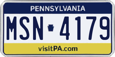 PA license plate MSN4179