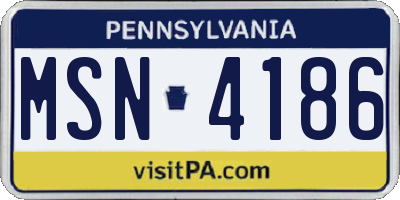 PA license plate MSN4186