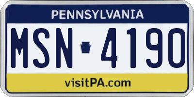 PA license plate MSN4190