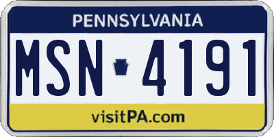 PA license plate MSN4191
