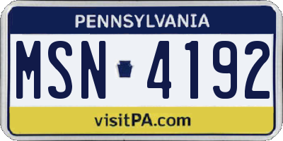 PA license plate MSN4192