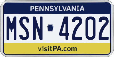 PA license plate MSN4202
