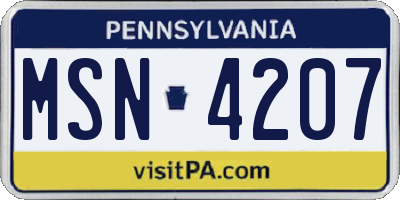 PA license plate MSN4207