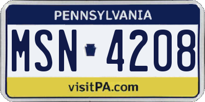 PA license plate MSN4208