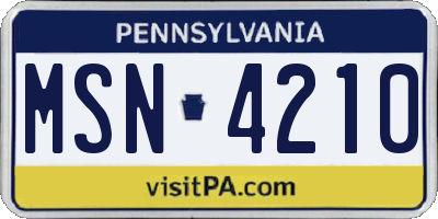 PA license plate MSN4210
