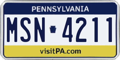 PA license plate MSN4211