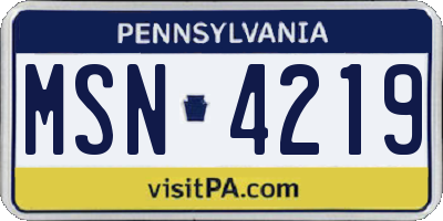 PA license plate MSN4219