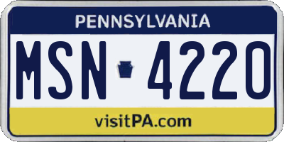 PA license plate MSN4220