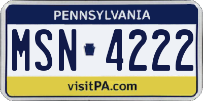 PA license plate MSN4222