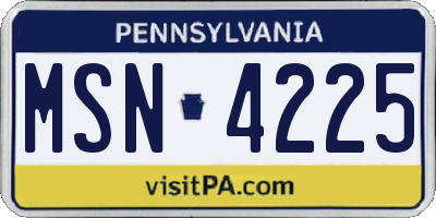 PA license plate MSN4225