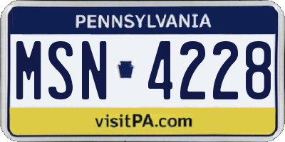 PA license plate MSN4228