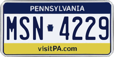 PA license plate MSN4229