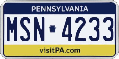 PA license plate MSN4233