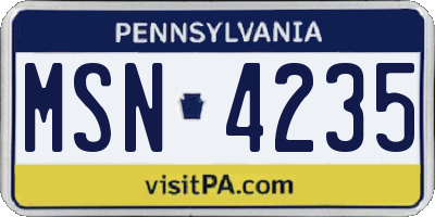 PA license plate MSN4235