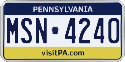 PA license plate MSN4240