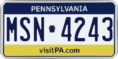PA license plate MSN4243