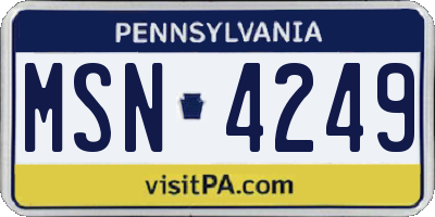 PA license plate MSN4249