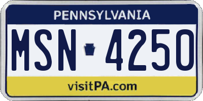 PA license plate MSN4250