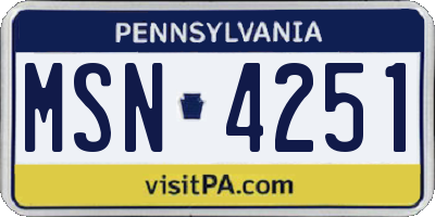 PA license plate MSN4251