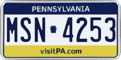 PA license plate MSN4253
