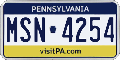 PA license plate MSN4254
