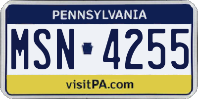 PA license plate MSN4255