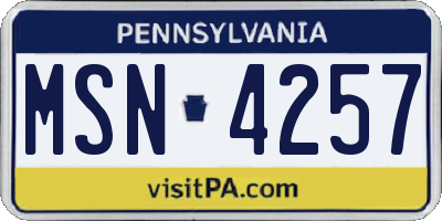 PA license plate MSN4257