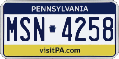 PA license plate MSN4258