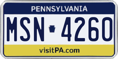 PA license plate MSN4260