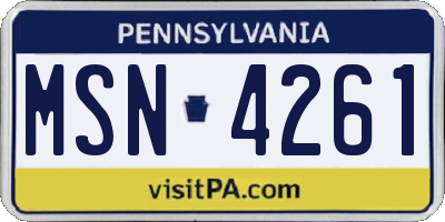 PA license plate MSN4261