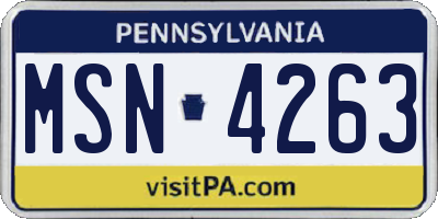 PA license plate MSN4263