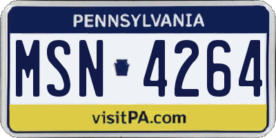 PA license plate MSN4264