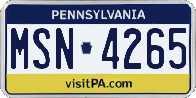 PA license plate MSN4265