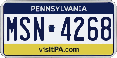 PA license plate MSN4268