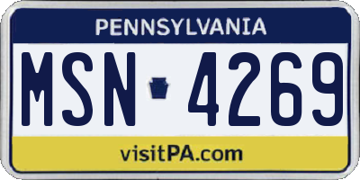 PA license plate MSN4269