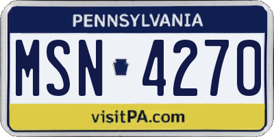 PA license plate MSN4270