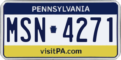 PA license plate MSN4271