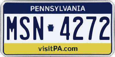 PA license plate MSN4272