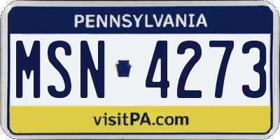 PA license plate MSN4273