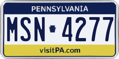 PA license plate MSN4277
