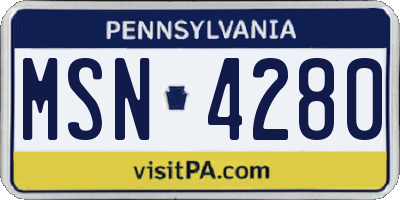 PA license plate MSN4280