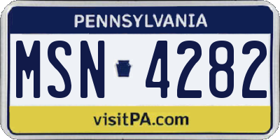 PA license plate MSN4282