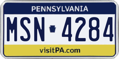 PA license plate MSN4284