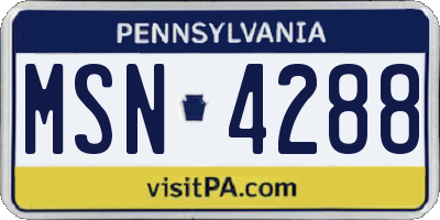 PA license plate MSN4288