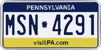 PA license plate MSN4291